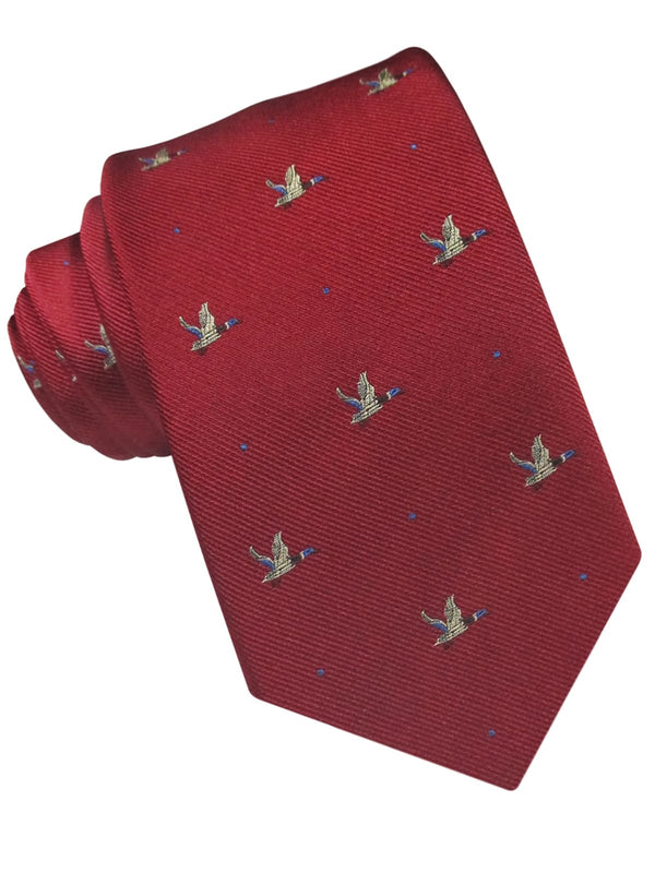 CORBATA SEDA ROJA CON PATOS