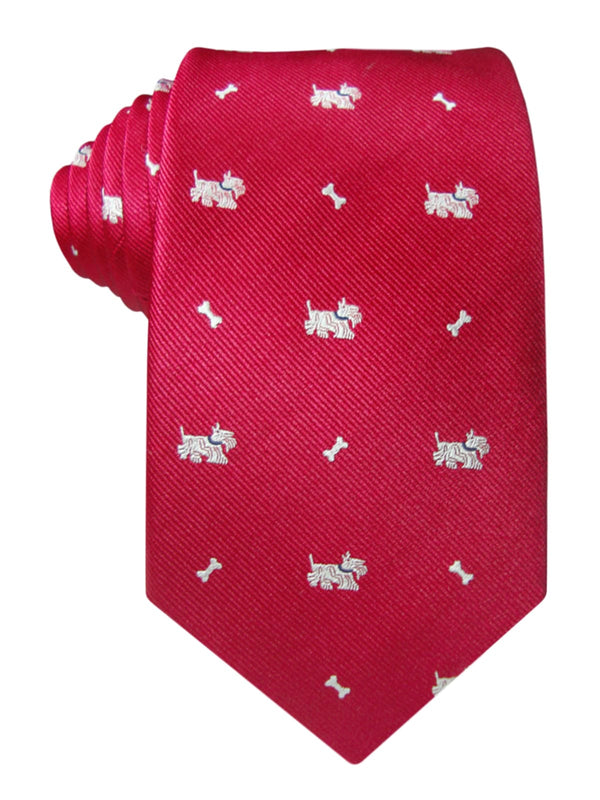 CORBATA SEDA ROJA PERRO Y HUESO