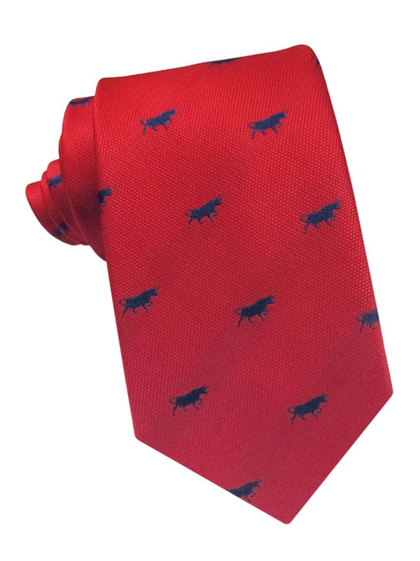corbata seda roja toro bravo azul