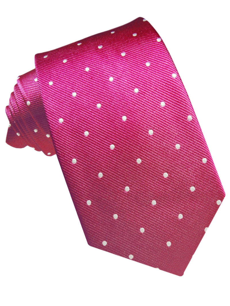 CORBATA SEDA FUCSIA CON PUNTITOS BLANCOS