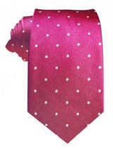 CORBATA SEDA FUCSIA CON PUNTITOS BLANCOS