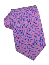 corbata seda rosa flores azules