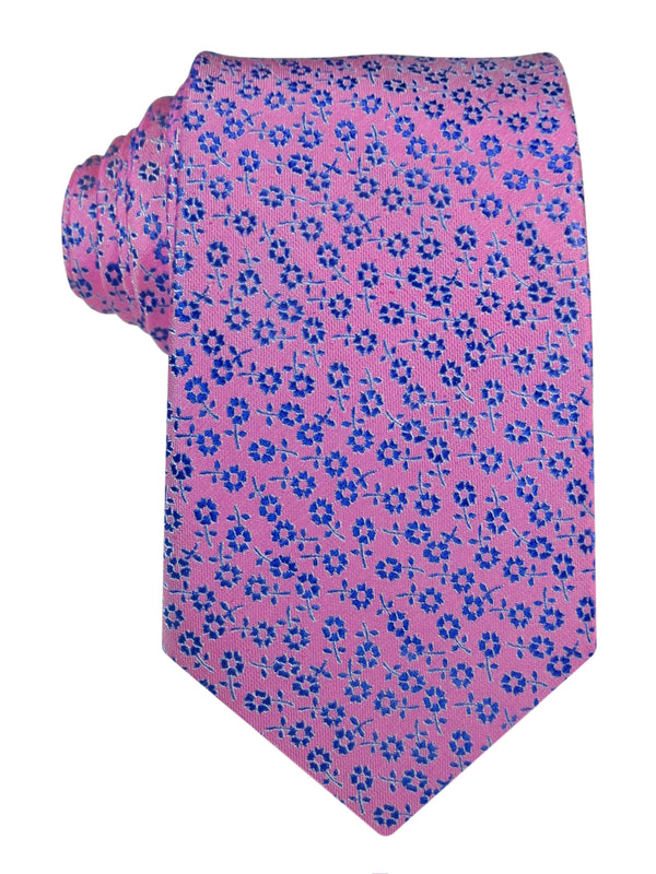 corbata seda rosa flores azules