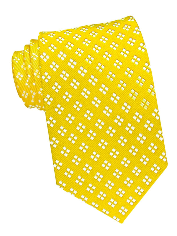 corbata seda amarilla cuadraditos blancos
