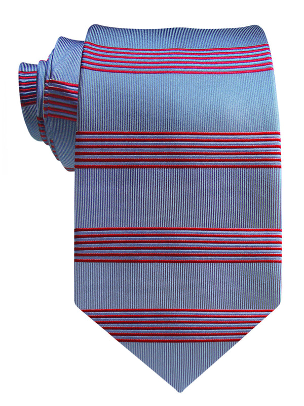 corbata seda azul celeste rayas rojas