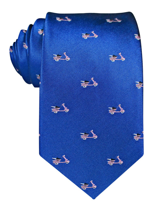corbata seda azul vespas rosas