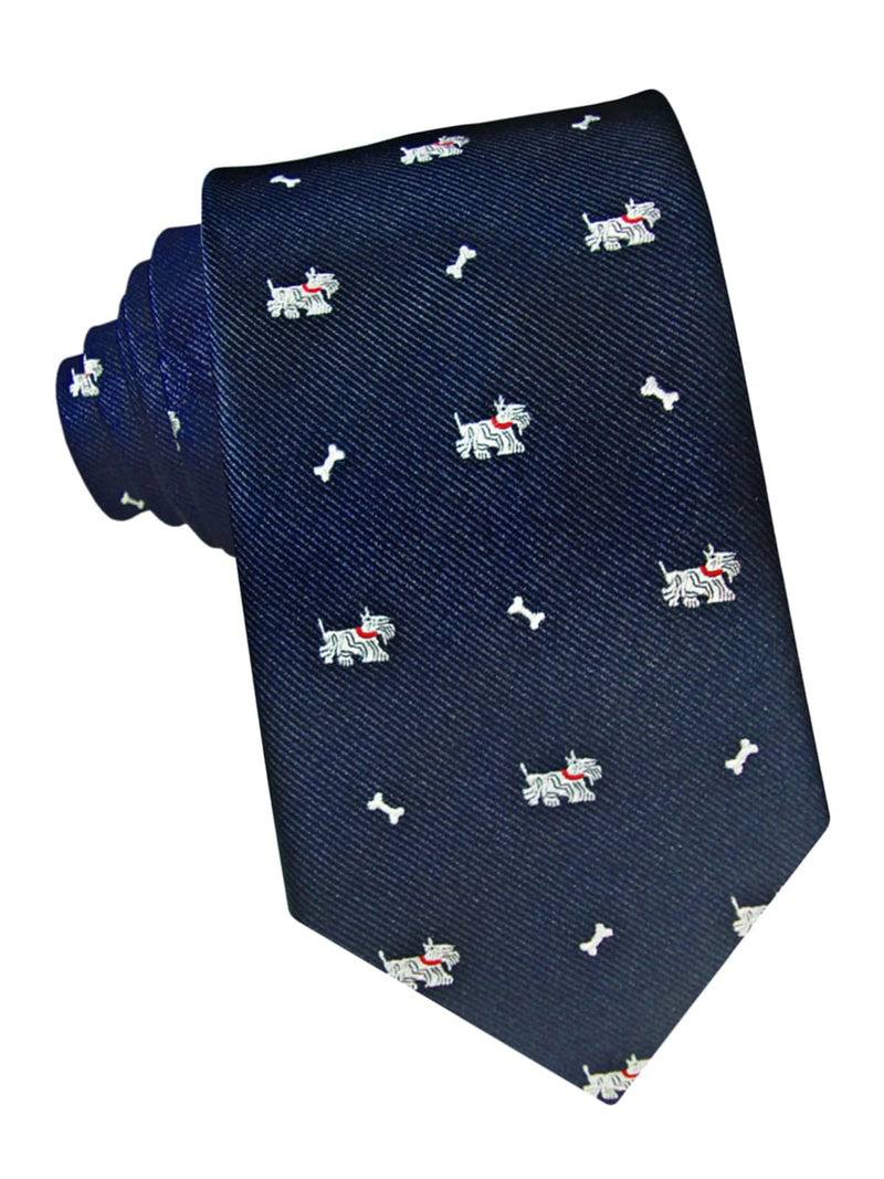 corbata seda azul marino perro y hueso