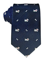 corbata seda azul marino perro y hueso
