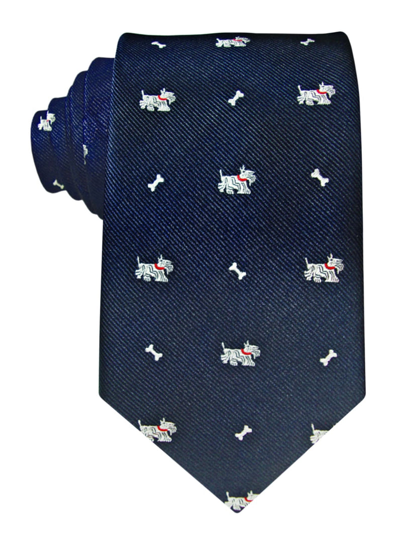 corbata seda azul marino perro y hueso