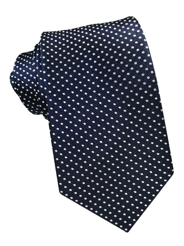 corbata seda azul marino topitos blancos