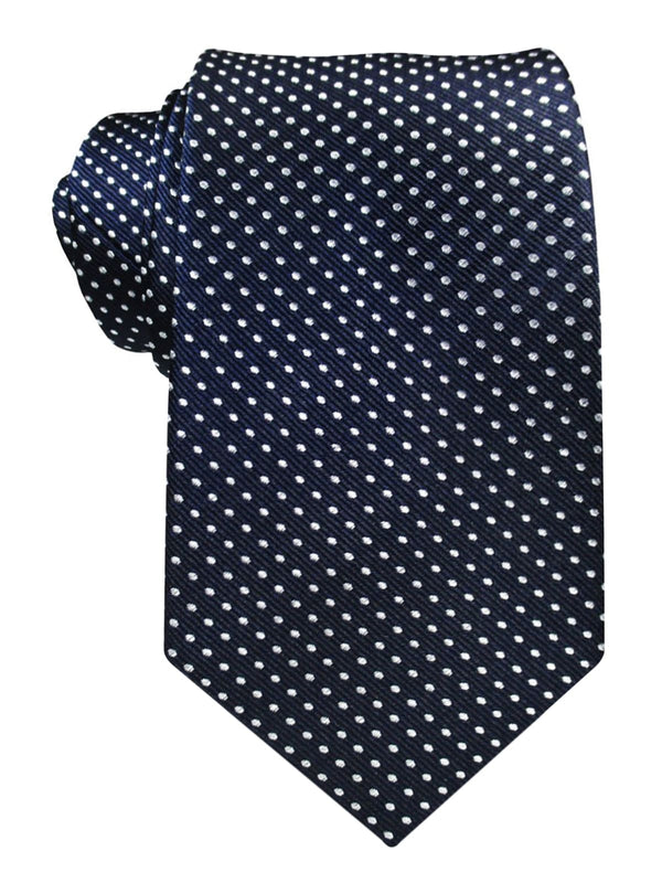 corbata seda azul marino topitos blancos