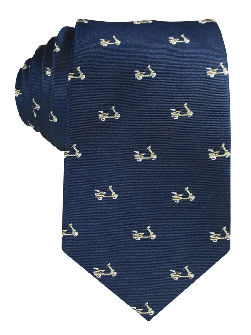 corbata seda azul marino vespas beige