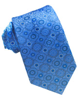 CORBATA SEDA AZUL MOTIVOS GEOMETRICOS