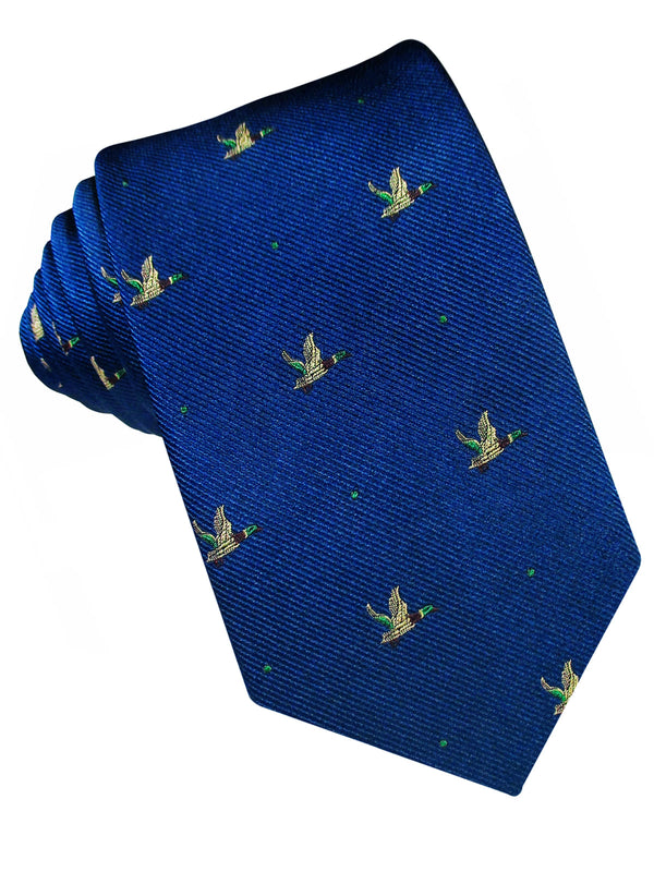 CORBATA SEDA AZUL CON PATOS