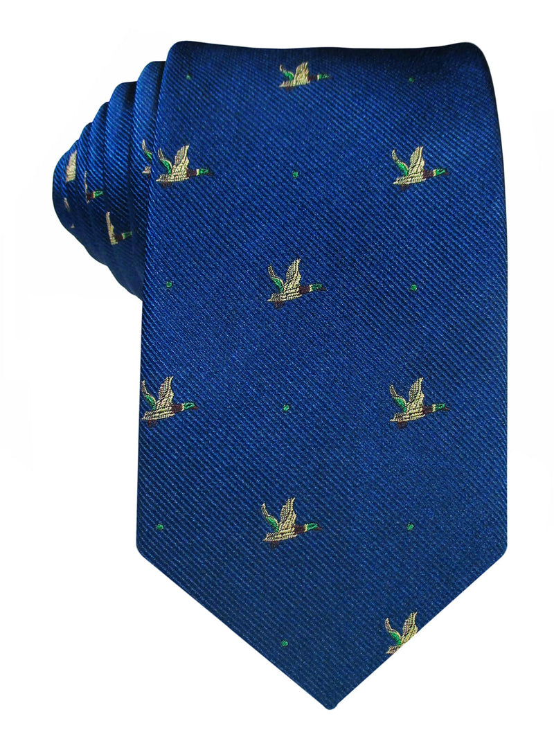 CORBATA SEDA AZUL CON PATOS