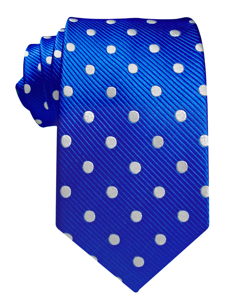 corbata seda azul royal lunares blancos