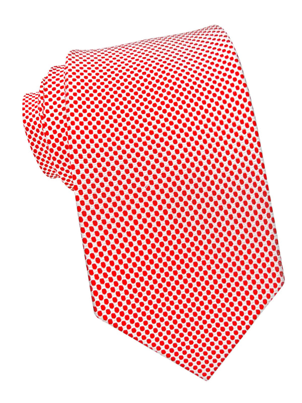 corbata seda blanca puntitos rojos