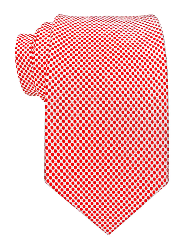 corbata seda blanca puntitos rojos