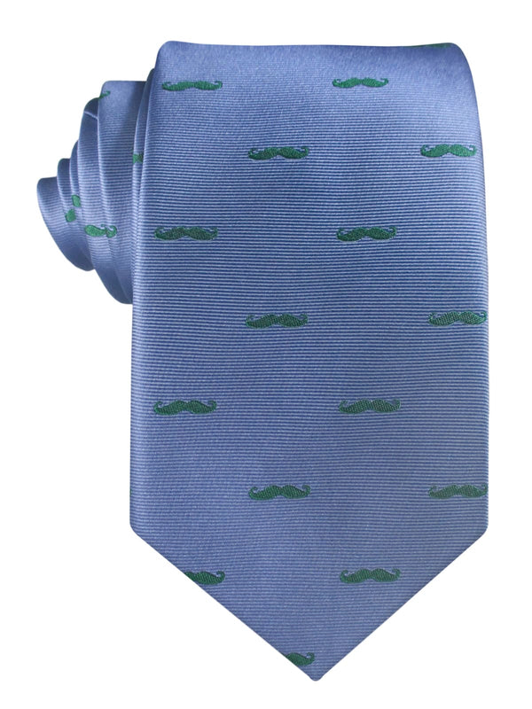 corbata seda azul celeste bigotes verdes