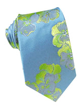 corbata seda azul celeste grandes flores