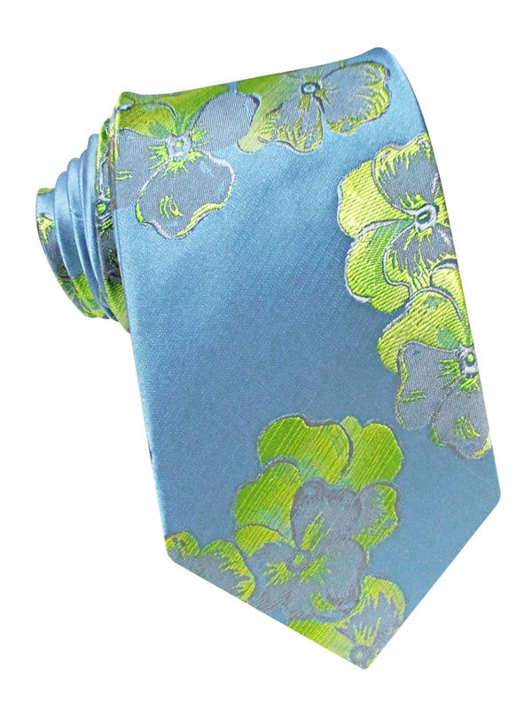 corbata seda azul celeste grandes flores