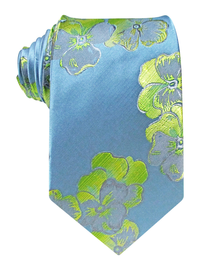 corbata seda azul celeste flores