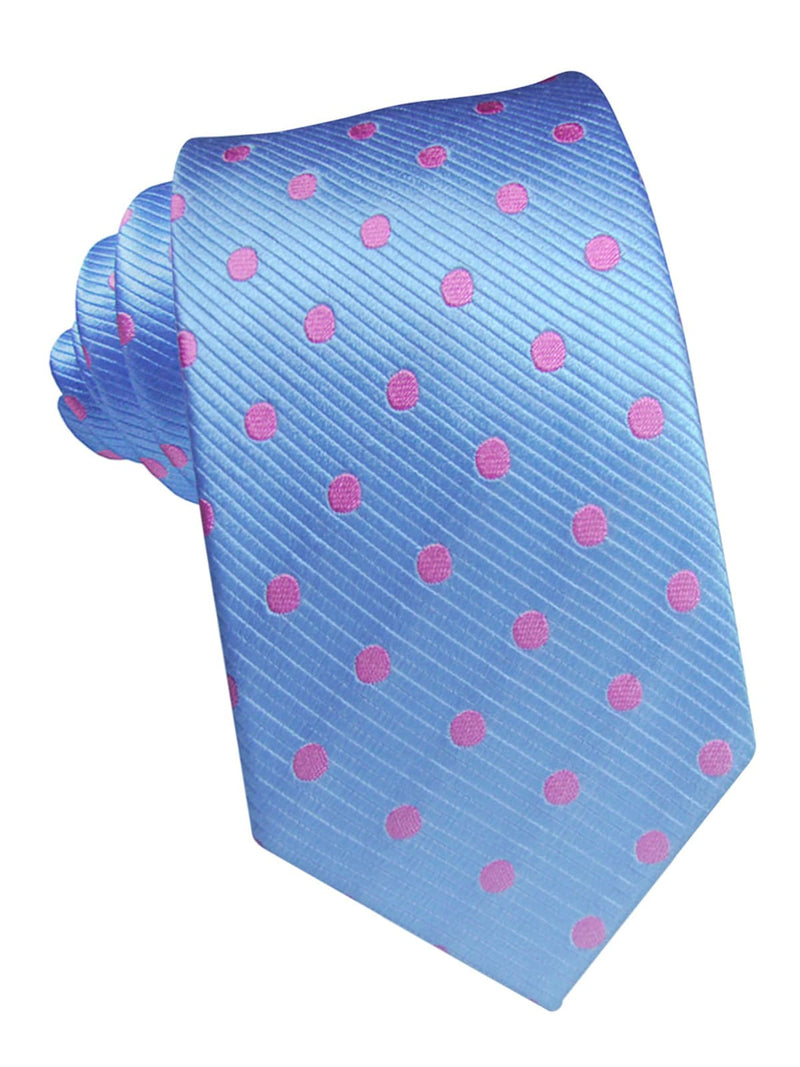 corbata seda azul celeste lunares rosas
