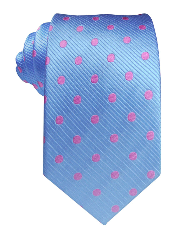 corbata seda azul celeste lunares rosas