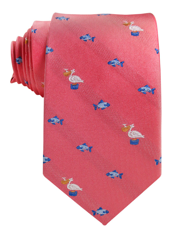 corbata seda coral pelicanos peces