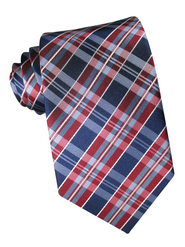 corbata seda cuadros azules y rojos