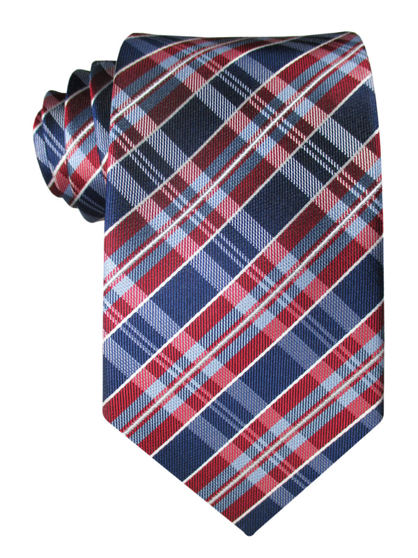 corbata seda cuadros azules y rojos