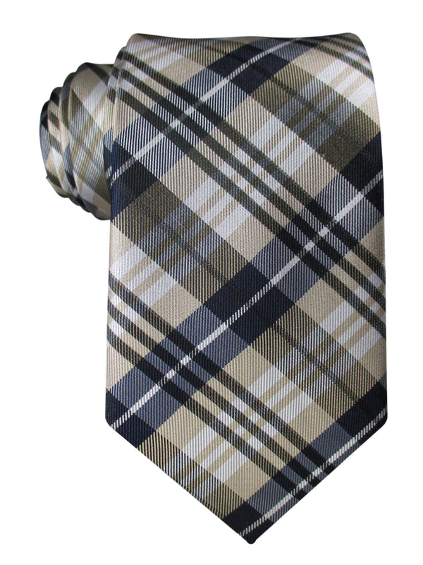 corbata seda cuadros escoceses beige y azul marino