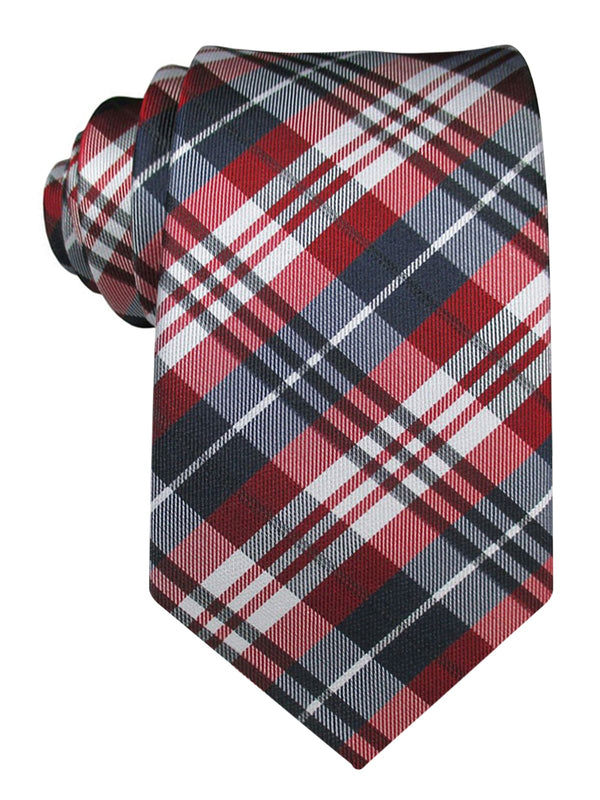 corbata seda cuadros escoceses roja y blanca