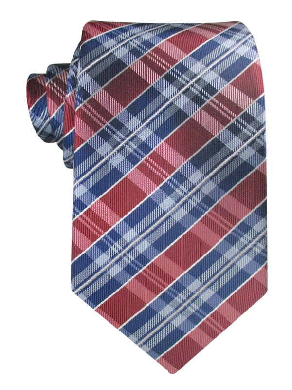 corbata seda cuadros rojos y azules