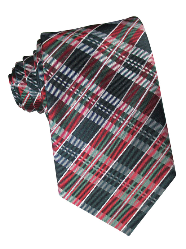 corbata seda cuadros verdes y rojos