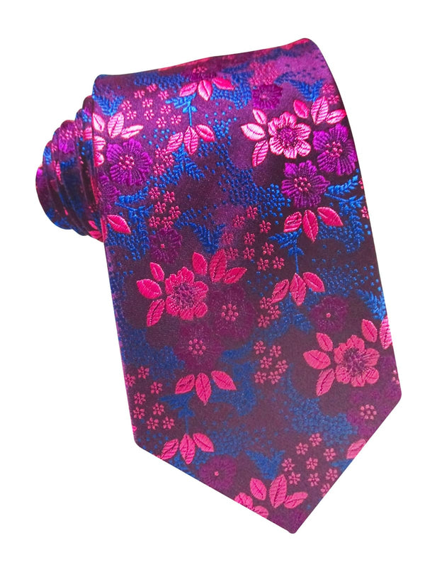 corbata seda rosa chicle flores