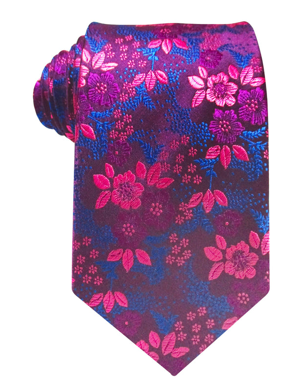 corbata seda flores rosa chicle