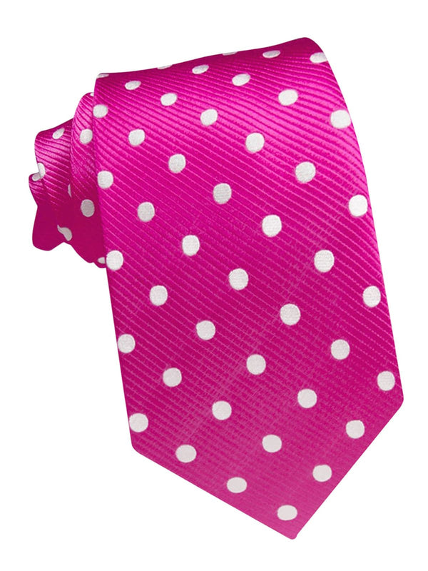 corbata seda rosa lunares blancos
