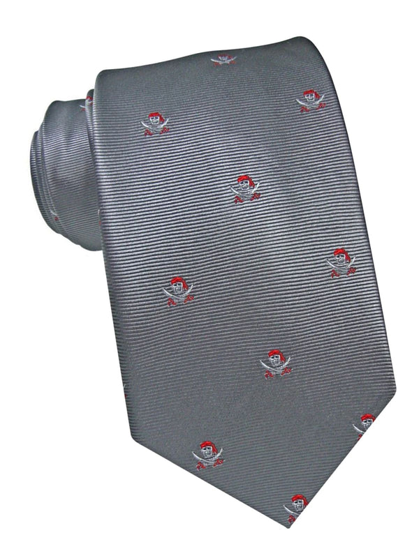 corbata seda gris calaveras piratas