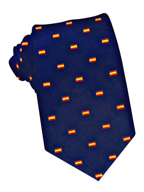 corbata seda azul marino banderitas españa