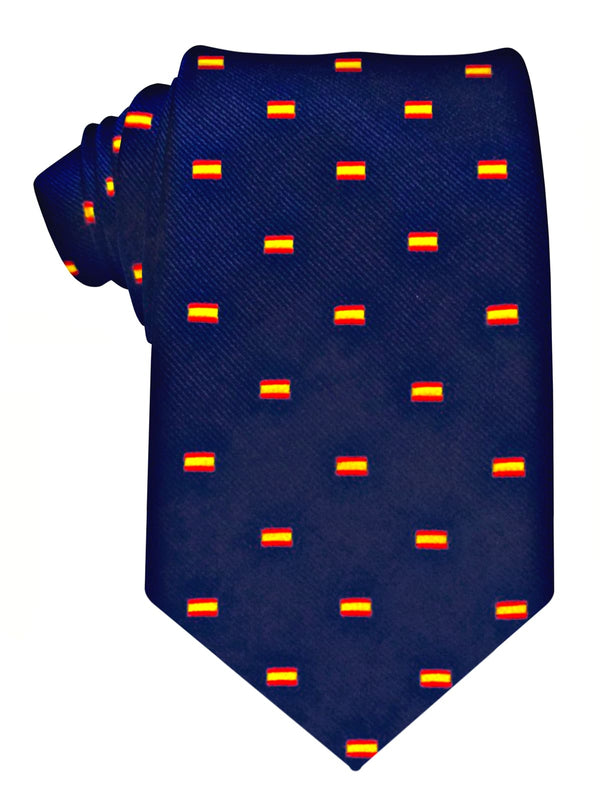 corbata seda azul marino banderitas españa
