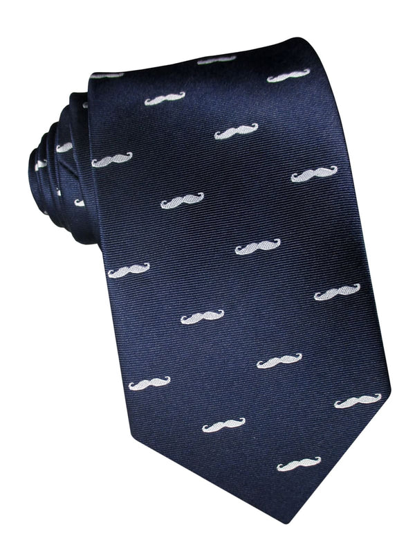 corbata seda azul marino bigotes blancos