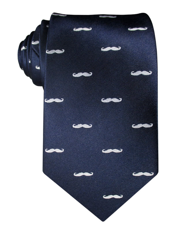corbata seda azul marino bigotes blancos