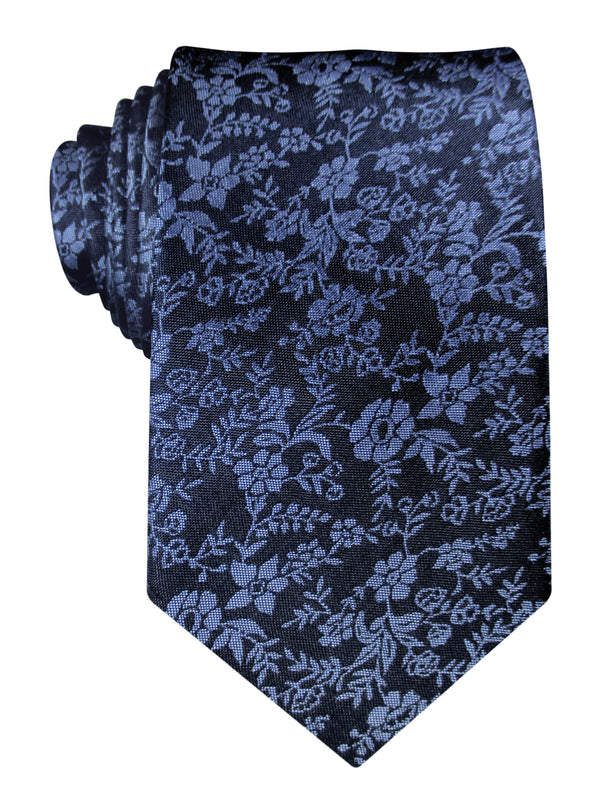 corbata seda azul marino flores azules