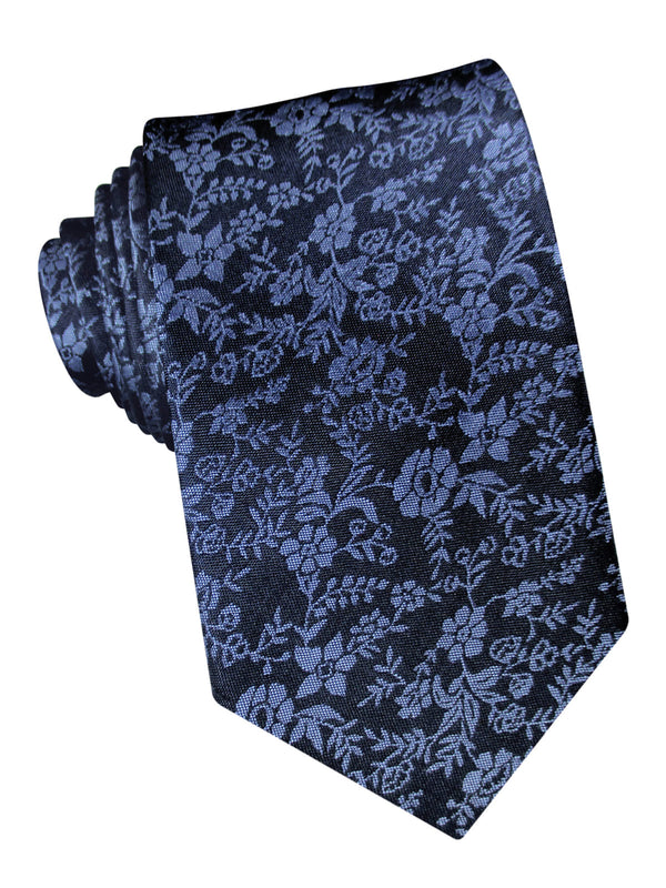 corbata seda azul marino flores azules