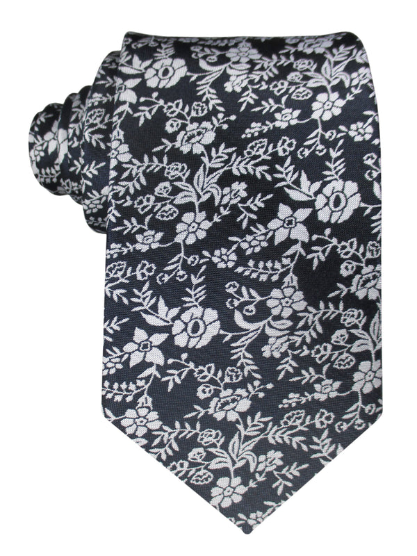 corbata seda azul marino flores blancas