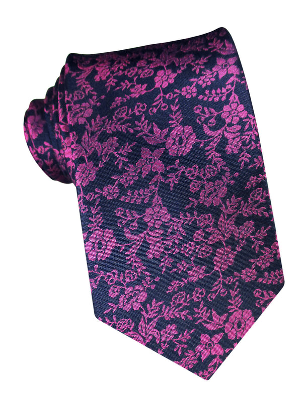 corbata seda azul marino flores rosas