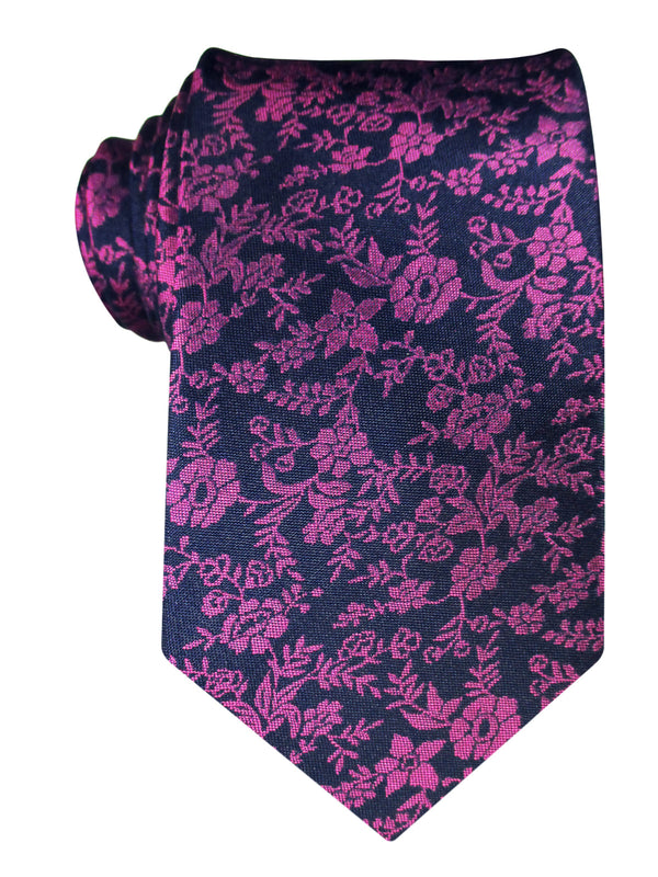 corbata seda azul marino flores rosas