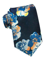 corbata seda azul marino grandes flores