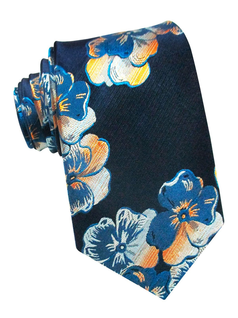 corbata seda azul marino grandes flores